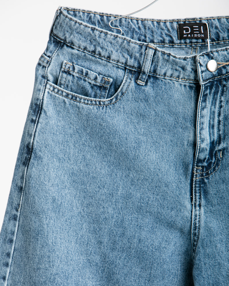 High Waisted Wide Leg Denim Pants Light Blue C190