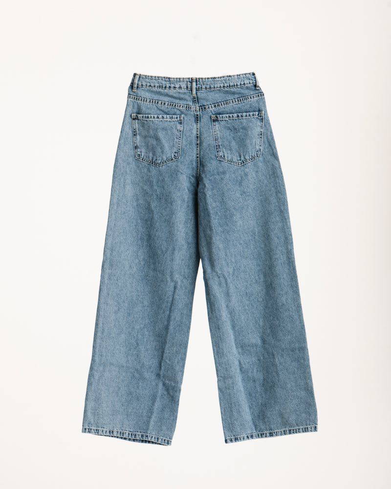 High Waisted Wide Leg Denim Pants Light Blue C190