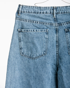 High Waisted Wide Leg Denim Pants Light Blue C190
