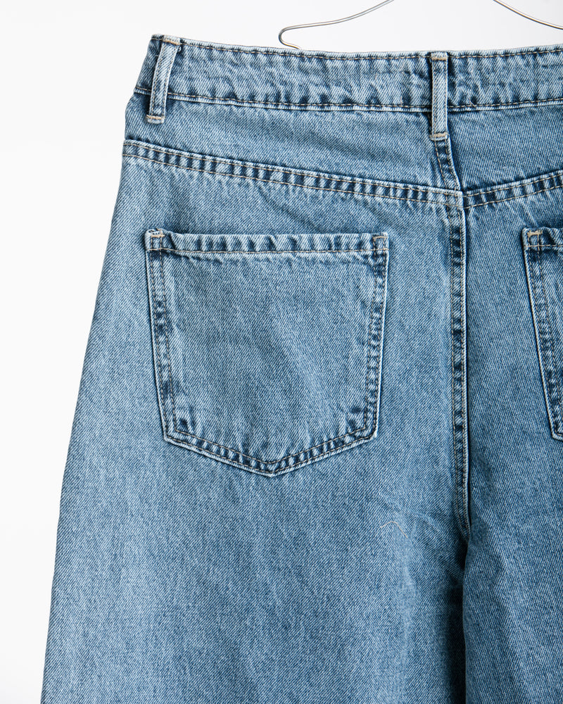 High Waisted Wide Leg Denim Pants Light Blue C190