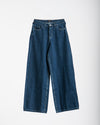 High Waisted Wide Leg Denim Pants Navy C190