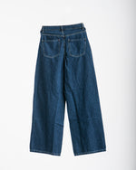 High Waisted Wide Leg Denim Pants Navy C190