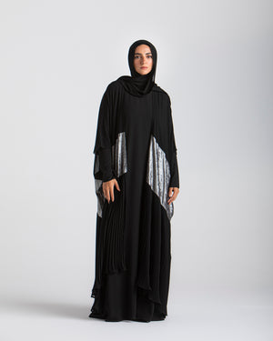 Free Size Pleated Cape Black Silver C215