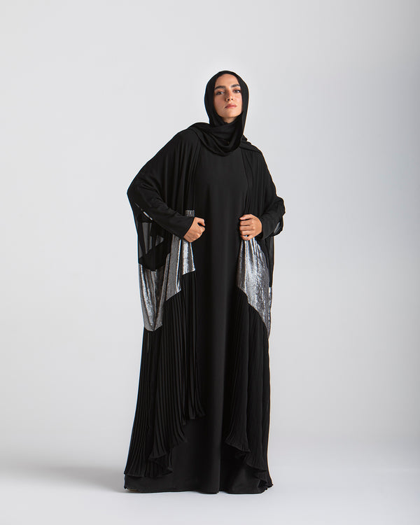 Free Size Pleated Cape Black Silver C215