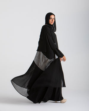 Free Size Pleated Cape Black Silver C215
