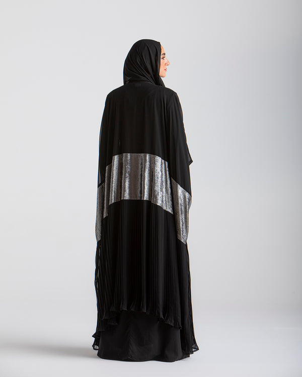 Free Size Pleated Cape Black Silver C215