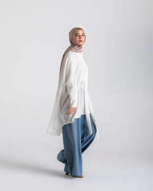 Free Size Linen Buttoned Chemise Offwhite C2231