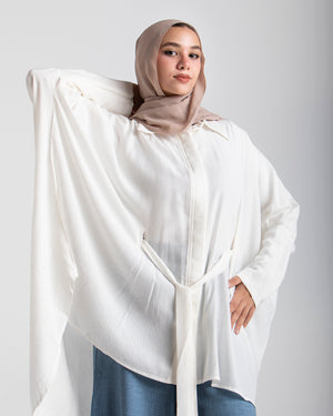 Free Size Linen Buttoned Chemise Offwhite C2231