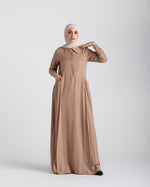 Linen Dress With Pockets Cafe C94