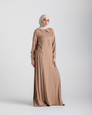 Linen Dress With Pockets Cafe C94