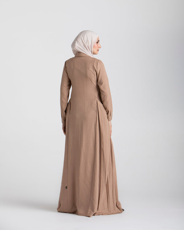 Linen Dress With Pockets Cafe C94