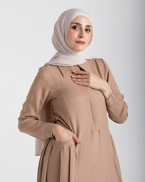 Linen Dress With Pockets Cafe C94