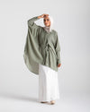 Free Size Linen Buttoned Chemise Mint C2231