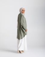 Free Size Linen Buttoned Chemise Mint C2231