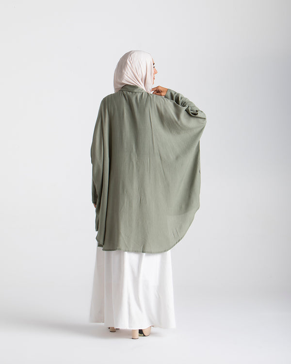 Free Size Linen Buttoned Chemise Mint C2231