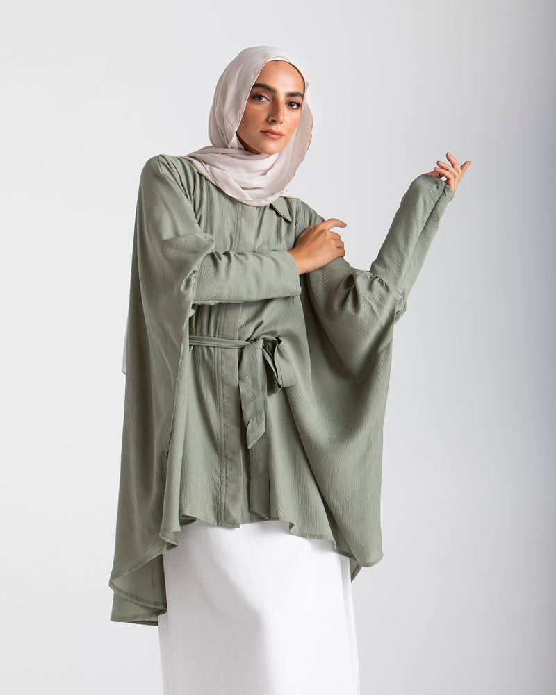Free Size Linen Buttoned Chemise Mint C2231