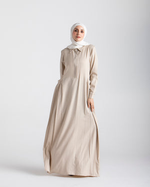 Linen Dress With Pockets Beige C94