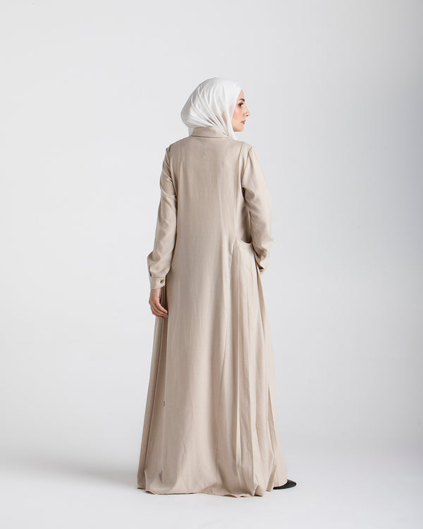 Linen Dress With Pockets Beige C94