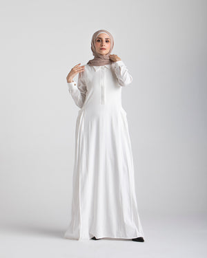 Linen Dress With Pockets OffWhite C94