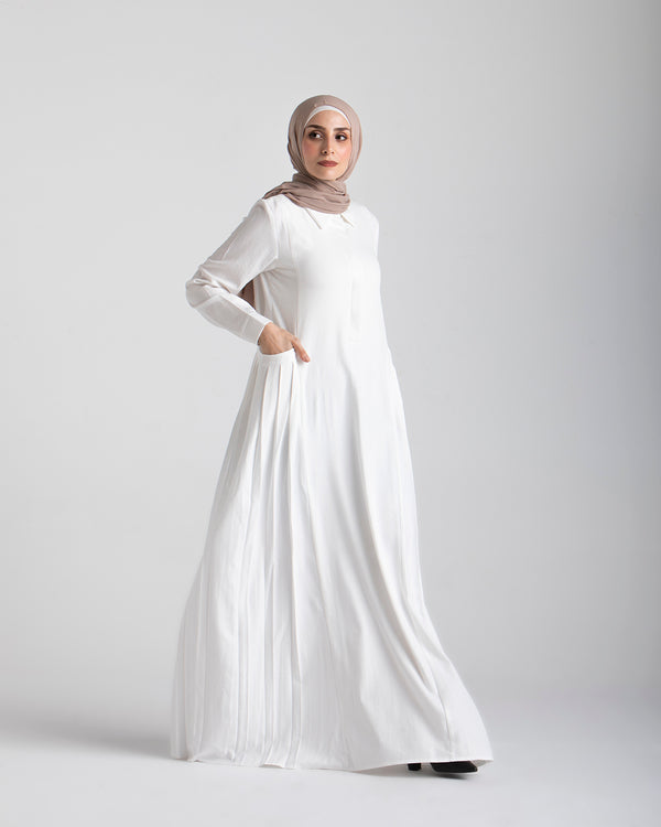 Linen Dress With Pockets OffWhite C94