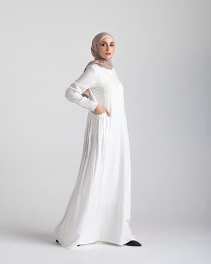 Linen Dress With Pockets OffWhite C94