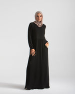 Sleeved Pleated Dress Black C211