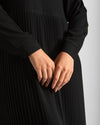 Sleeved Pleated Dress Black C211