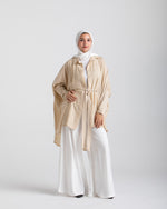 Free Size Linen Buttoned Chemise Beige C2231