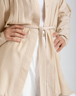 Free Size Linen Buttoned Chemise Beige C2231