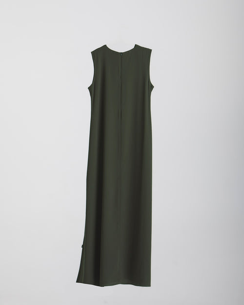 Basic Sleeveless Dress Olive C1