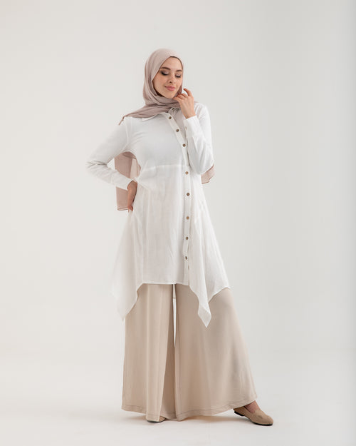 Linen Buttoned Chemise Off-white C192