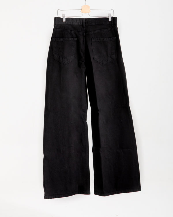 High Waisted Wide Leg Denim Pants Black C190