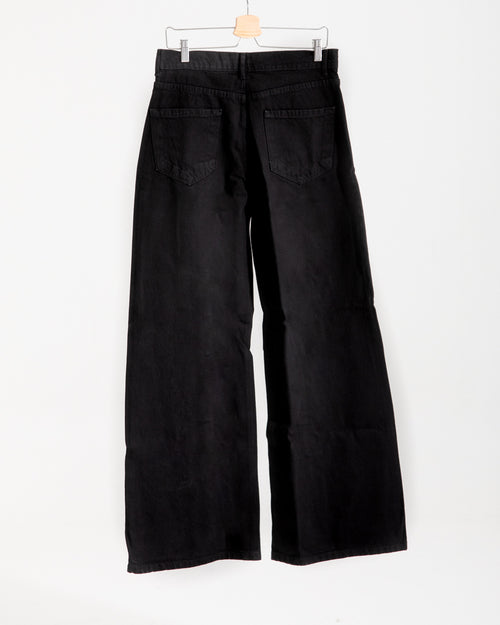 High Waisted Wide Leg Denim Pants Black C190
