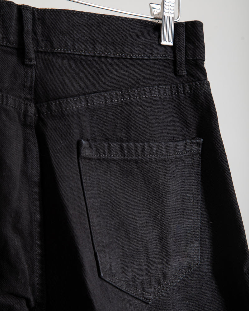High Waisted Wide Leg Denim Pants Black C190