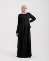 Peplum Side Chiffon Drape Abaya Black C200