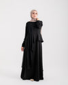 Peplum Side Chiffon Drape Abaya Black C200