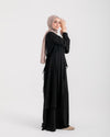 Peplum Side Chiffon Drape Abaya Black C200