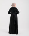 Peplum Side Chiffon Drape Abaya Black C200