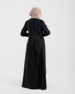 Peplum Side Chiffon Drape Abaya Black C200