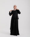 Peplum Side Chiffon Drape Abaya Black C200
