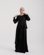 Peplum Side Chiffon Drape Abaya Black C200