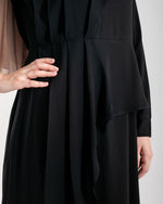 Peplum Side Chiffon Drape Abaya Black C200
