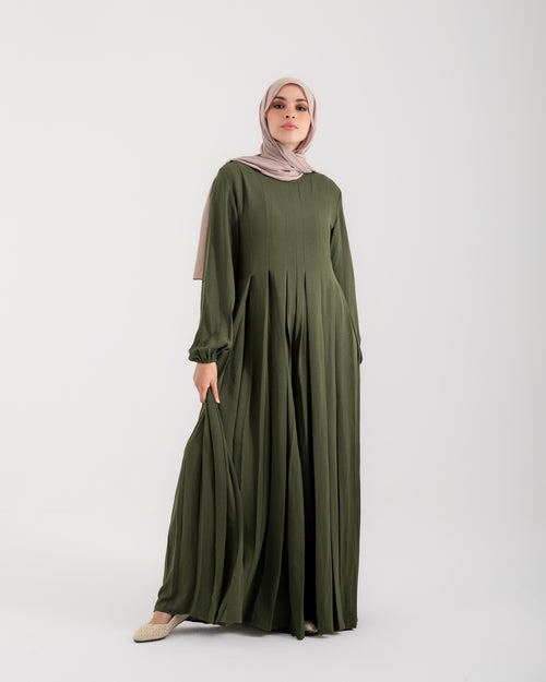 Pleated Jumpsuit Olive C150