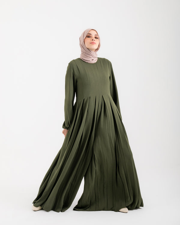 Pleated Jumpsuit Olive C150