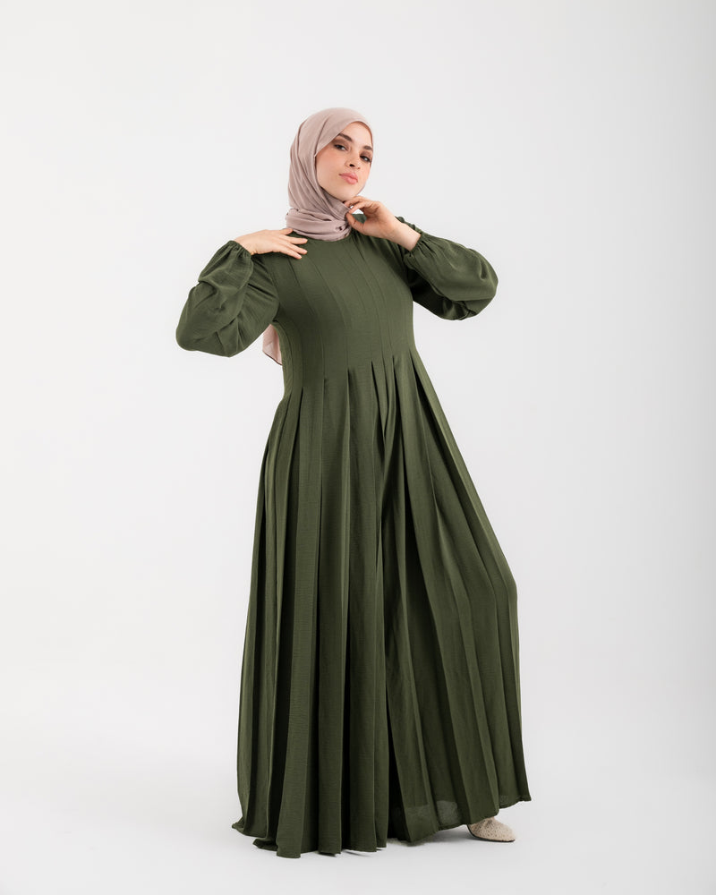 Pleated Jumpsuit Olive C150
