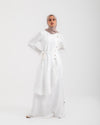 Linen Buttoned Ruffle Dress Offwhite C198