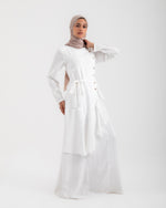Linen Buttoned Ruffle Dress Offwhite C198