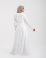 Linen Buttoned Ruffle Dress Offwhite C198