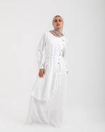 Linen Buttoned Ruffle Dress Offwhite C198