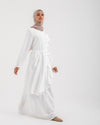 Linen Buttoned Ruffle Dress Offwhite C198